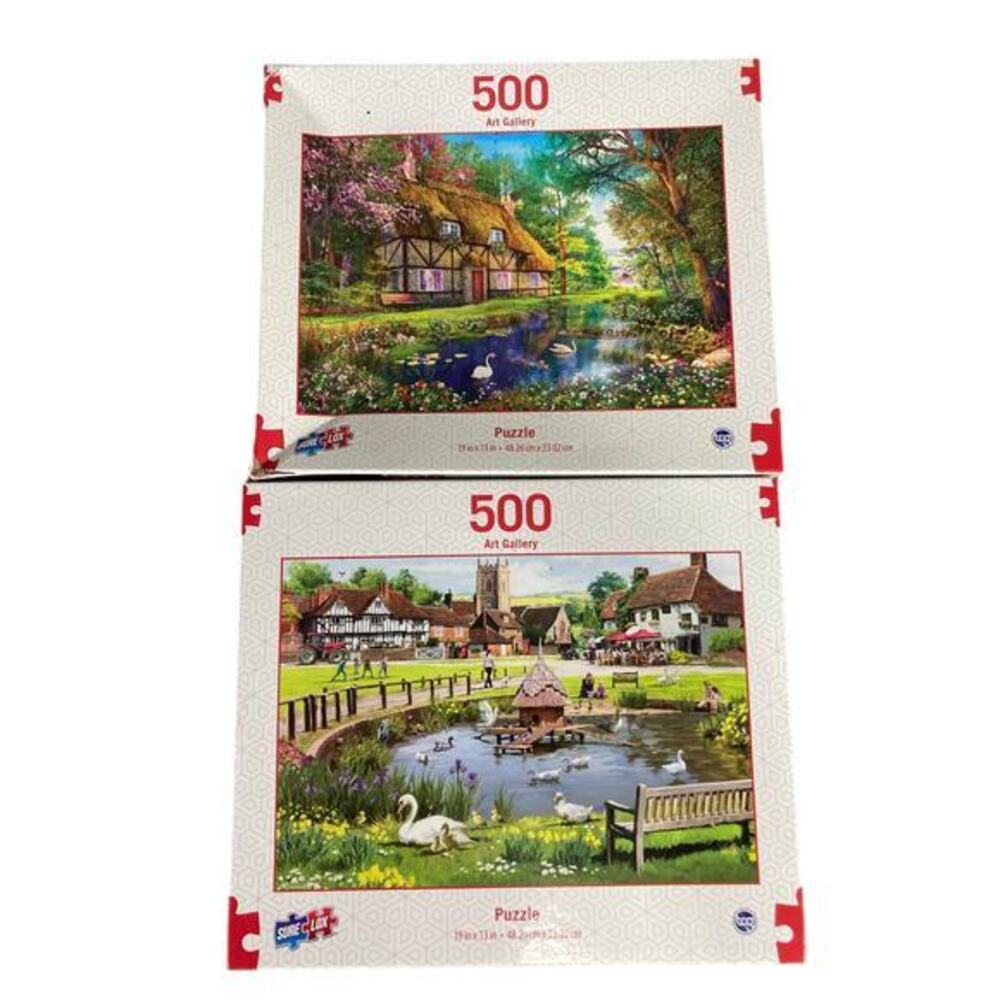Sure-Lox 500 Piece Jigsaw Puzzle Summer Thatched Home &‎ Village